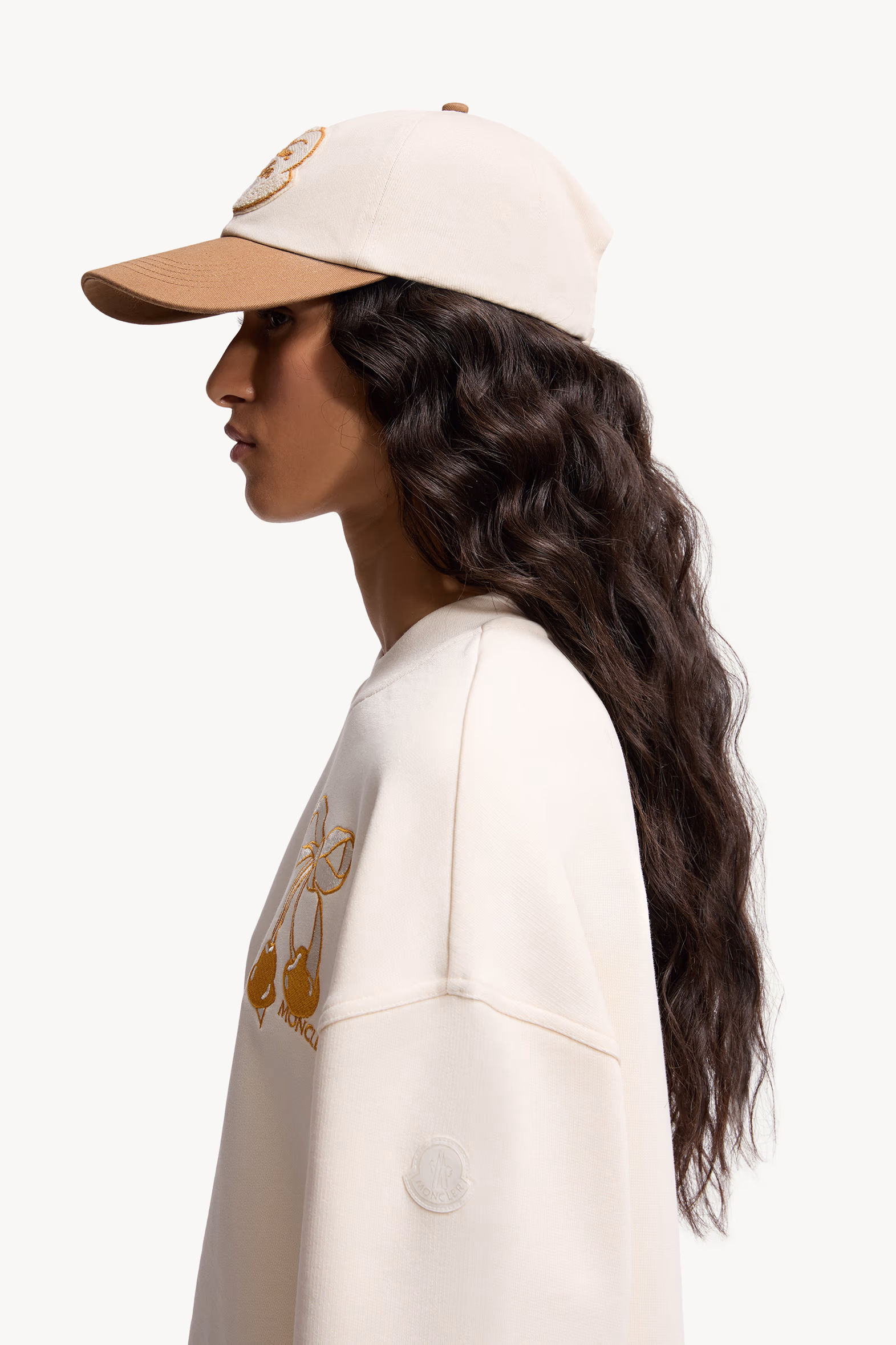 Sweat en coton brodé Femmes Blanc Ivoire Moncler 4